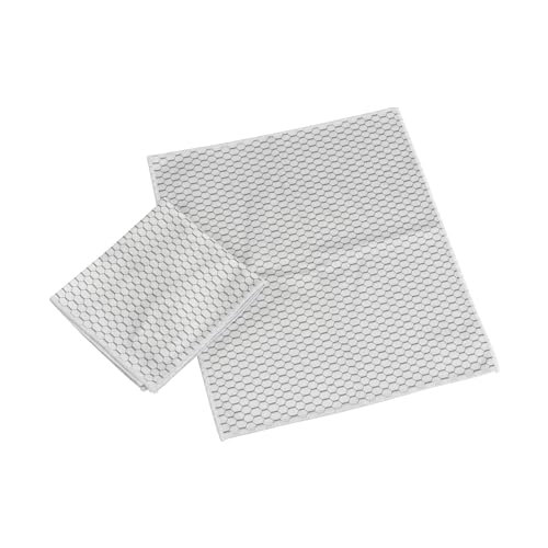 Casabella Lint-Free Microfiber Glass and Mirror Cleaning Cloths, White/Black (Set of 2)