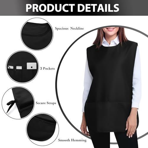 BOHARERS Smock Cobbler Apron A1-Black (19.7''x27.6'') with 3 Pockets