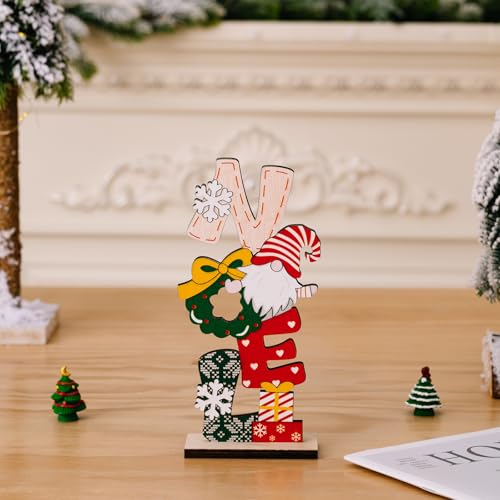 Wooden Christmas Gnome Centerpiece Signs - 2 Pack Table Decor