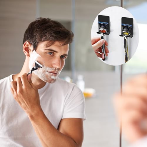 Viadom 2-Pack Black Self-Adhesive Stainless Steel Razor Holder Hooks