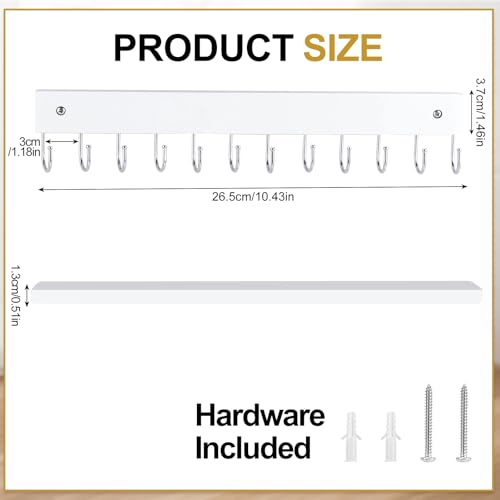 Dntorx White Wooden Wall Necklace Organizer with 24 Hooks – Jewelry & Accessory Storage