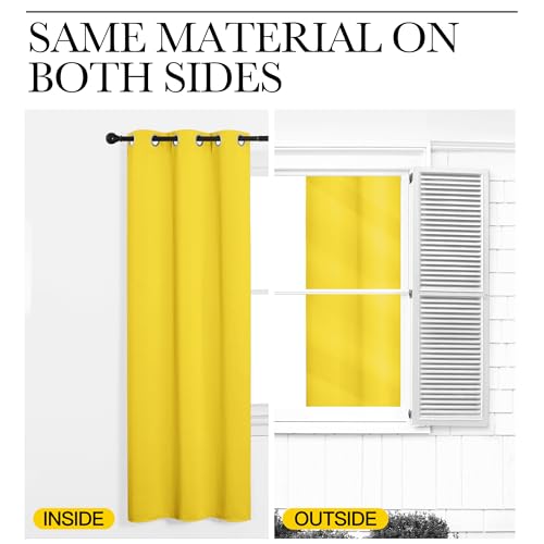 NICETOWN Bright Yellow Blackout Curtains 55"W x 120"L, 2-Panel Set