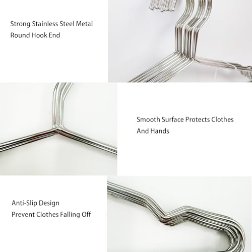 KYHYFJMD 10 Pack Heavy Duty Stainless Steel Wire Hangers, 16.5 Inch Clothes Storage
