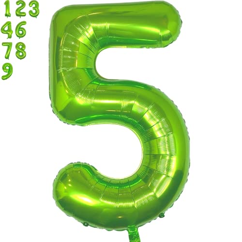 40 Inch Green Number 5 Balloon - 5th Birthday Party Decoration