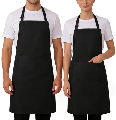 FADTOP 2 Pack Adjustable Cooking Aprons with Pockets