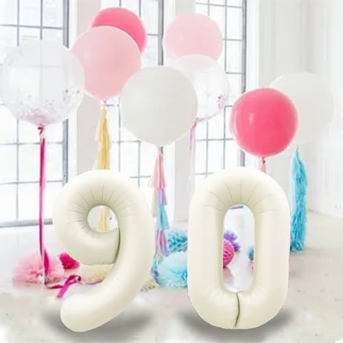 40 Inch Cream White Number 50 Foil Balloon for 50th Birthday Party