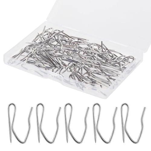 Nydotd 58PCS Rustproof Stainless Steel Curtain Hooks - 1.2 Inch Silver