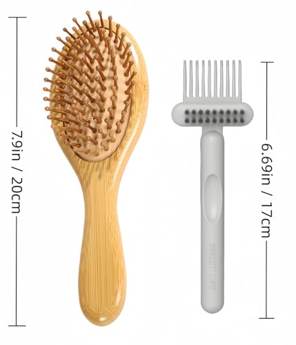 LAYXLDZ Bamboo Hair Brush and Comb Cleaning Tool Set for All Hair Types