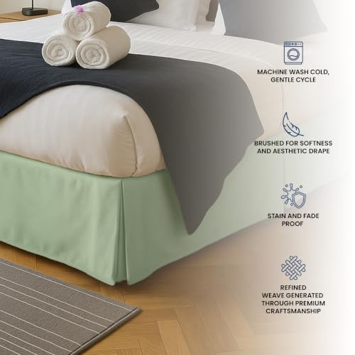 Utopia Bedding King Bed Skirt - 16 Inch Drop, Sage Microfiber