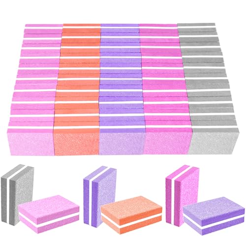 50 Pack Mini Nail Buffers 100/180 Grit Double-Sided Nail Files and Buffing Blocks for Acrylic and Natural Nails
