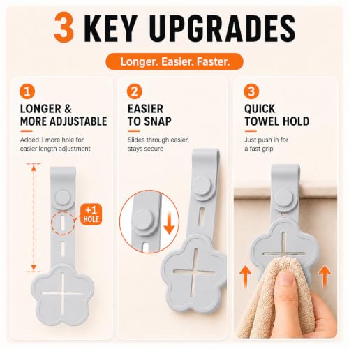 Gray Silicone Kitchen Towel Holder - 4 Pack Adjustable Design