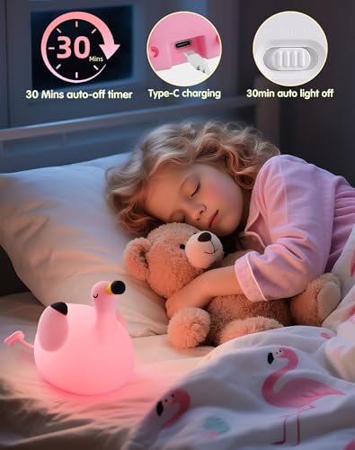 YISUN Flamingo Night Light - Rechargeable Silicone Nursery Lamp