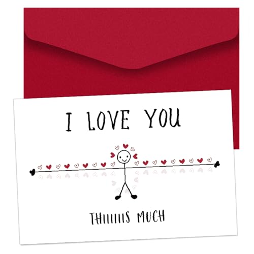 Funny I Love You This Much Greeting Card with Red Envelope