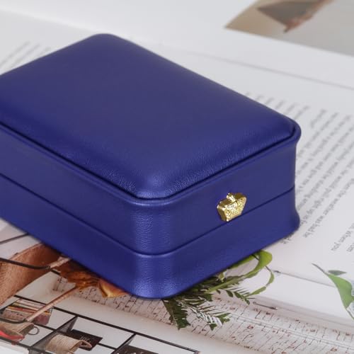 KUKUVR PU Leather Necklace Pendant Gift Box 2 Pieces Blue Jewelry Organizer