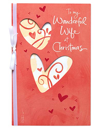 My Truest Blessing Christmas Card for Wife - Romantic Holiday Greeting with Hearts & Ribbon