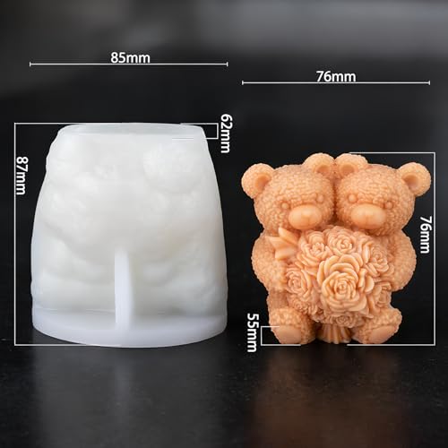 Rose Bear Silicone Molds for Candle Making - 5 Designs