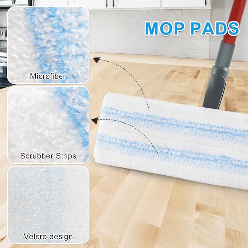 Yuunaie Microfiber Mop Replacement Pads for O-Cedar H2prO Flat Mop - 4 Pack, Reusable & Machine Washable