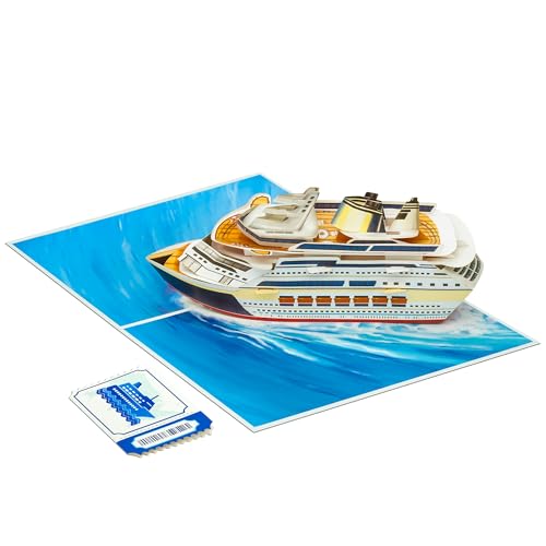 Cruise Ship Pop Up Card - 3D Ocean Travel Design, 5x7 Inch Greeting Card for Retirement, Birthday & Father's Day