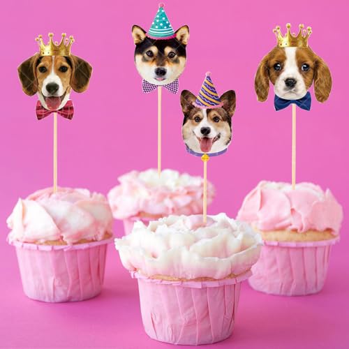 24 PCS Dog Cupcake Toppers - Puppy Cake Decorations