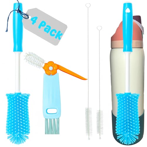 4 Pack Water Bottle Cleaning Kit Straw Cleaner Bottle Brush Cleaner for Owala FreeSip 24oz/32oz/40oz, Silicone Long Brush for Owala, Sport Bottles, Water Bottles, Coffee Mugs
