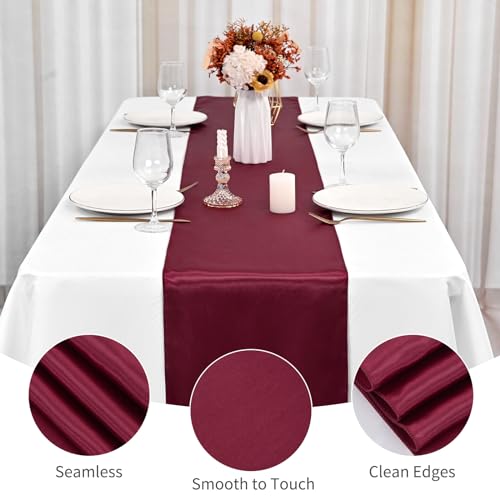 Burgundy Satin Table Runner 20 Pack 30 x 275 cm for Weddings & Parties
