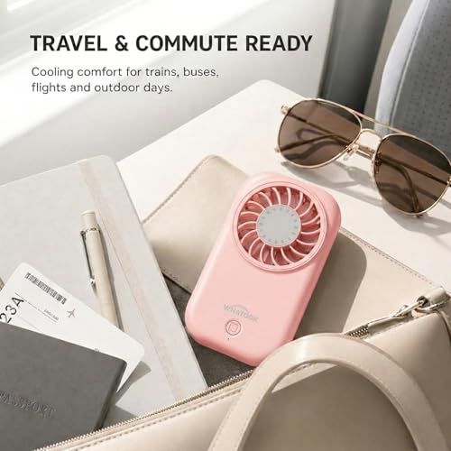 WHATOOK Pink Mini Fan - Portable 5-Speed Handheld USB Fan