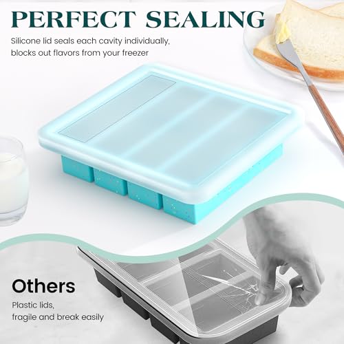 KASHME Butter Mold with Stainless Steel Frame - BPA Free Silicone, 4oz Portion, Aqua, 1 Pc