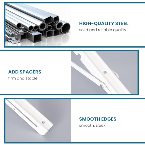 Paysky 8 Inch White Folding Shelf Brackets Set of 2 Heavy Duty Wall-Mounted Space Saving DIY