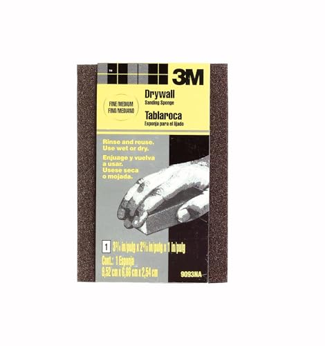 3M Fine/Medium Grit Drywall Sanding Sponge, 3.75 x 2.63 x 1 Inch Block