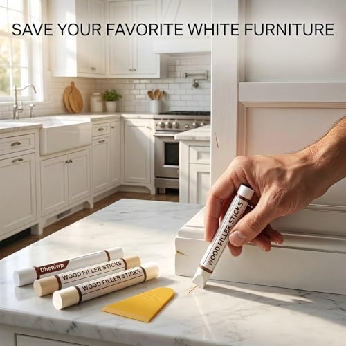 4-Color White Wood Repair Wax Stick Kit for Furniture Scratches & Nail Holes
