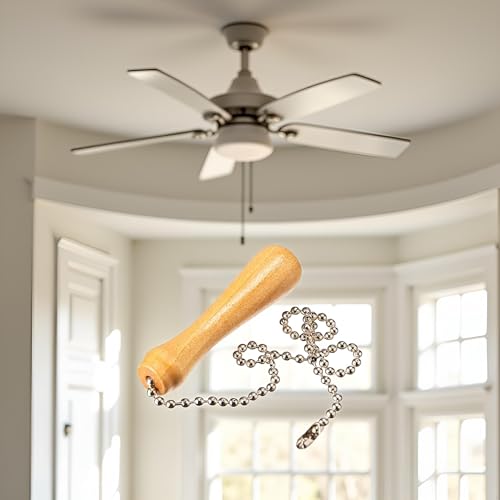 Zhuluck 12-Inch Wood Beaded Ceiling Fan Pull Chain Extension with Brass Connector