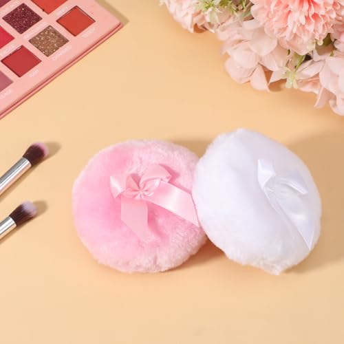 Xyembu 2-Pack Large Body Powder Puff 3.5 Inch Soft Velour Dusting Puff