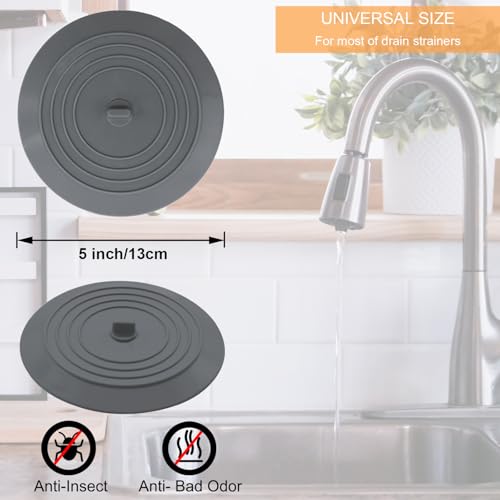 V-TOP Silicone Bathtub Drain Stopper, 5-Inch 2-Pack, Universal