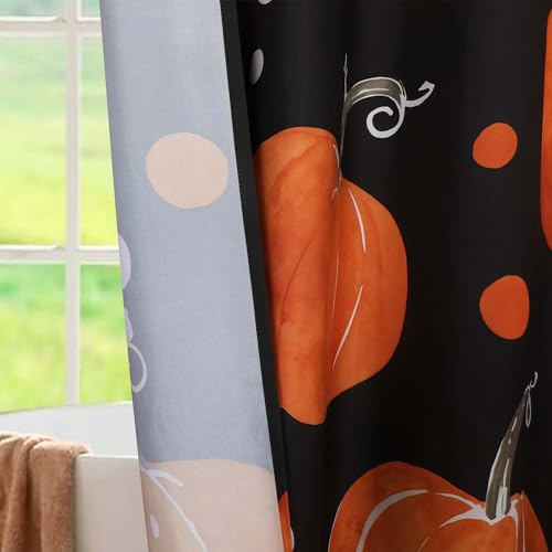 Orange Pumpkin Shower Curtain - 72x72 Waterproof Fall Bathroom Decor