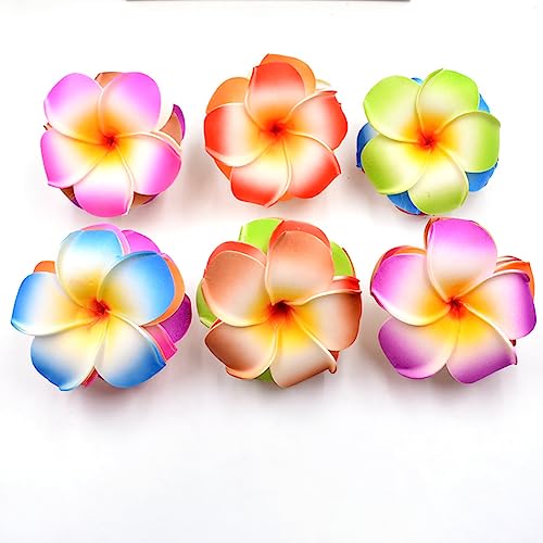 Hawaiian Plumeria Flower Hair Clips 10 Pack Artificial Tropical Barrettes
