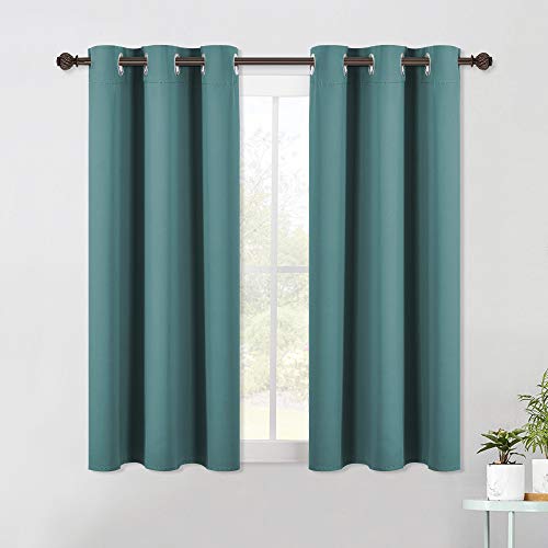 NICETOWN Blackout Curtains, Sea Teal 34"W x 40"L Grommet Drapes (Set of 2)