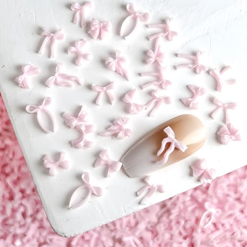 Quezadyl 300Pcs Pink Kawaii Bow Nail Art Charms 3D Resin Ribbon Bowknot Gems