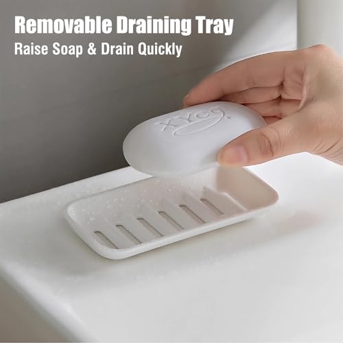 White Minimalist Travel Soap Case with Draining Tray - Leak-Proof