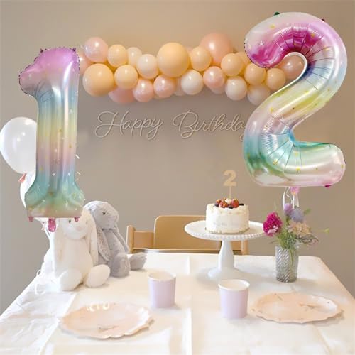 40 Inch Rainbow Number 1 Foil Balloon for 1st Birthday & Events