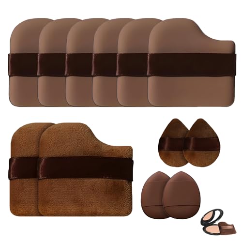 Tayinem 12pcs Makeup Powder Puff Set - Soft Velour & Air Cushion Puffs for Loose Powder