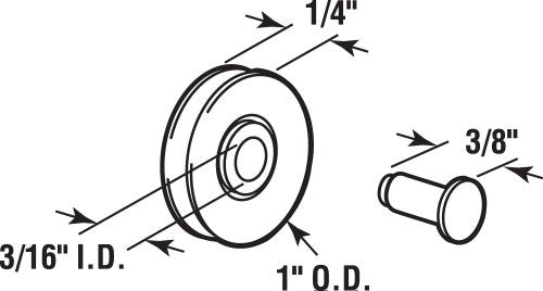 Prime-Line B 707 Sliding Screen Door Roller Assembly (2 Pack)