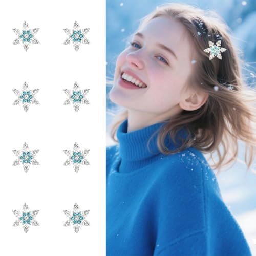 Sparkling Snowflake Rhinestone Hair Clips 10-Piece Set Green