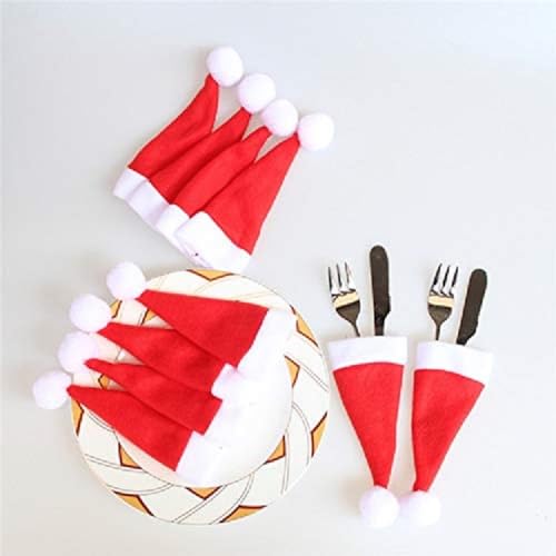 10 Pcs Mini Santa Claus Hats for Christmas Wine Bottles and Crafts