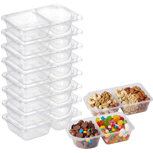10-Pack 10oz Leakproof Snack Containers with Lids – 2 Compartment Meal Prep for Travel