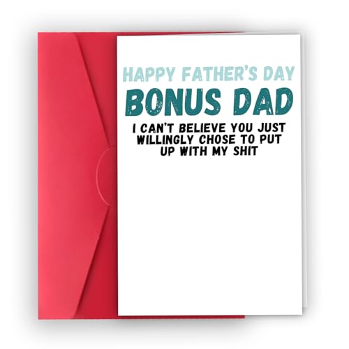 Funny Step Dad Father's Day Card - Humorous Bonus Dad Gift