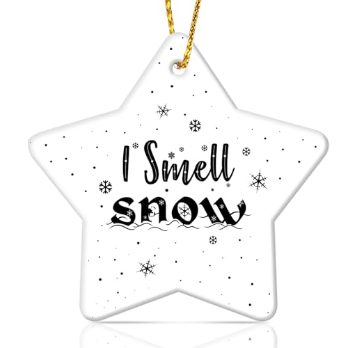 I Smell Snow Ceramic Christmas Ornament - Star Shape Gift