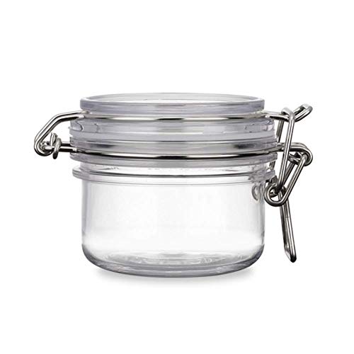 2-Pack 4 Oz Clear Round Plastic Storage Jars with Hinged Lids