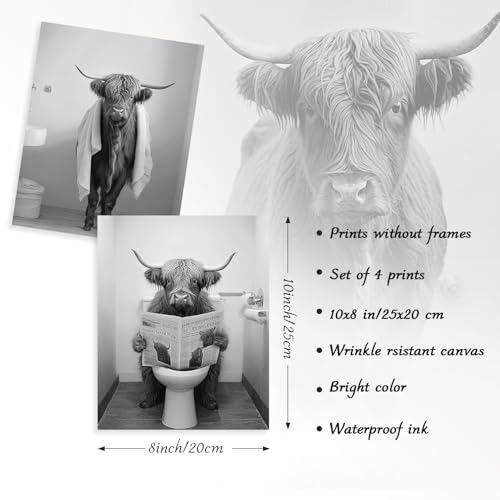 Funny Highland Cow Canvas Print - 8x10 Unframed Wall Art