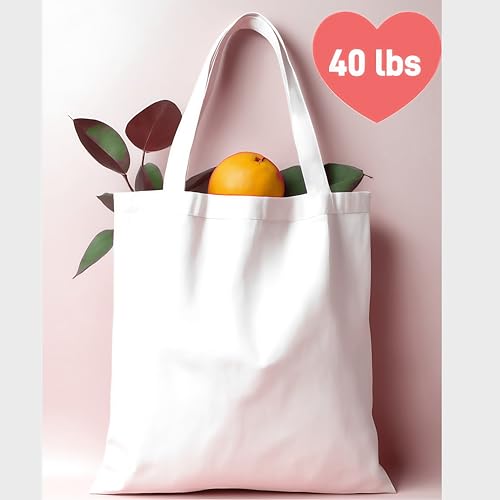 Spacious White Canvas Tote Bag - Lightweight Reusable 2 Pack