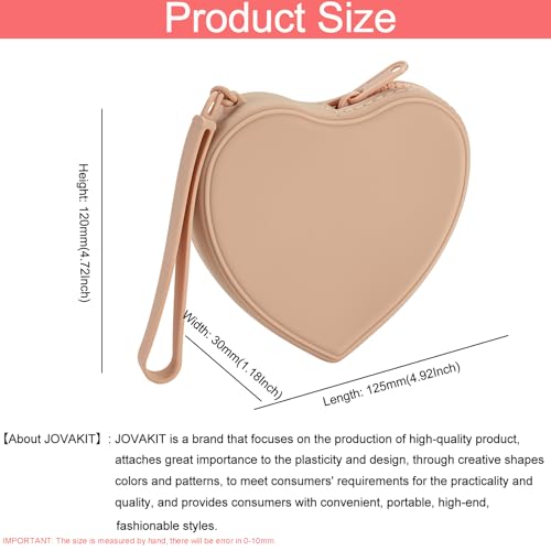 JOVAKIT Heart Shaped Portable Silicone Makeup Bag - Light Brown Travel Cosmetic Case